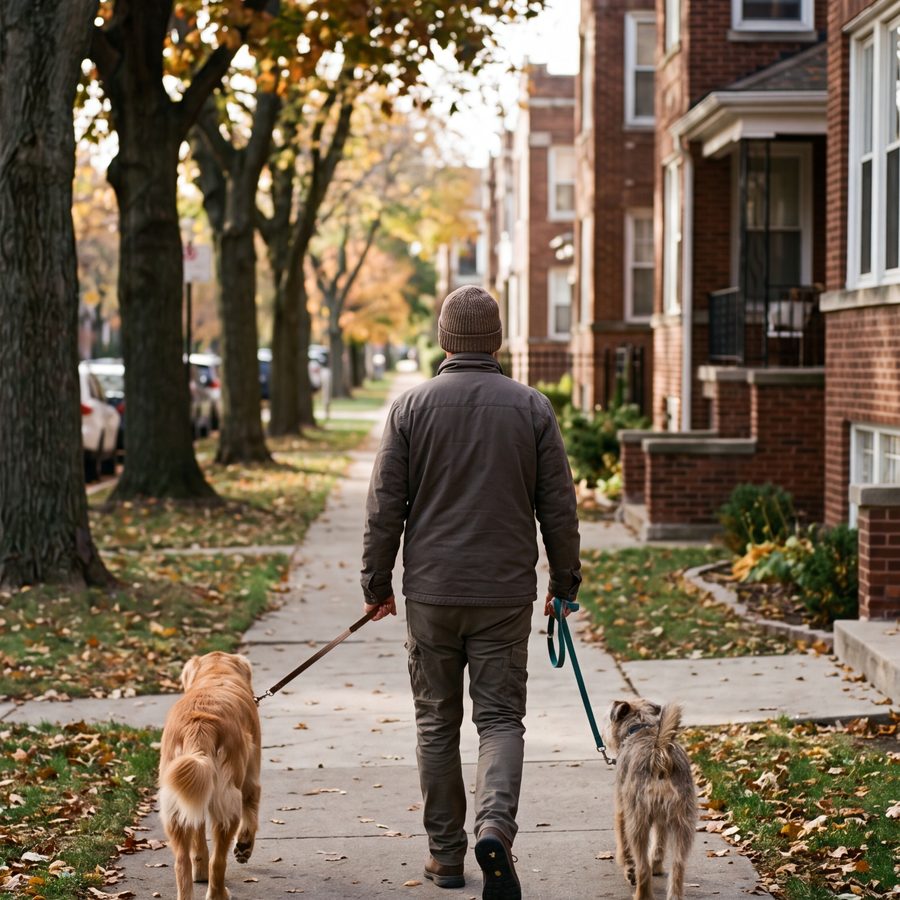 Dog walker in Rogers Park